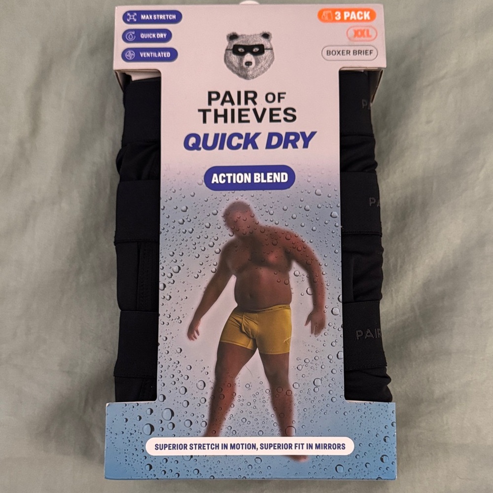 Quick Dry Boxer Briefs - Black 3 pair
